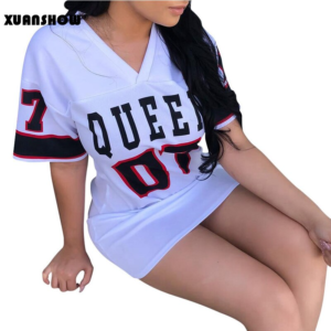 2 main xuanshow 2023 summer dress women new casual loose cotton linen sexy short sleeve v neck letters bodycon dress vestidos