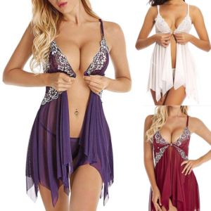 0 main fashion sexy sleepwear night dress lingerie women front closure nightwear sexy lace temptation underwear nightgown plus size 6xl